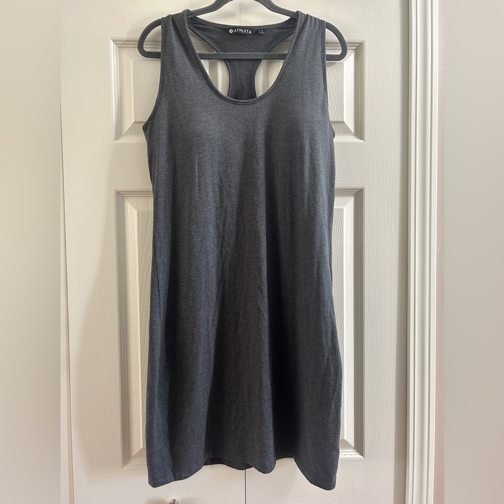 Athleta Dress Women’s Size L Gray Razorback Built In Bra Athleticwear minimalist